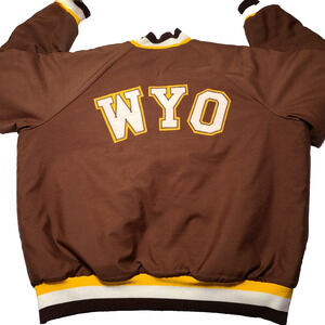 Vintage Wyoming Cowboys Sherpa Lined Snap Jacket Coat "WYO" Size 2XL 80's USA